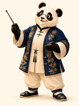 Panda guide holding a pointer
